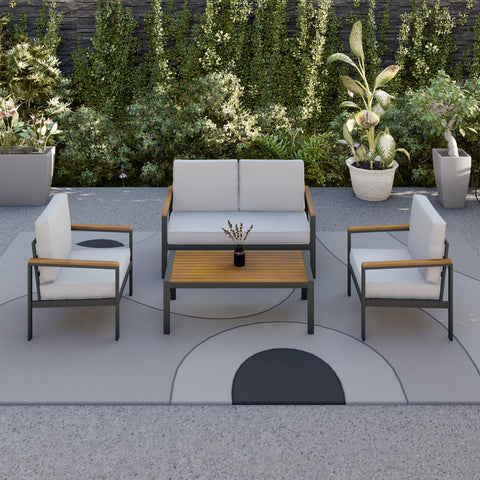 Sparpreis 4 Pcs Outdoor Patio Modern w/ Collection Dukap RIBE Table - – Furniture & Chairs Set Dukap Set Outdoor