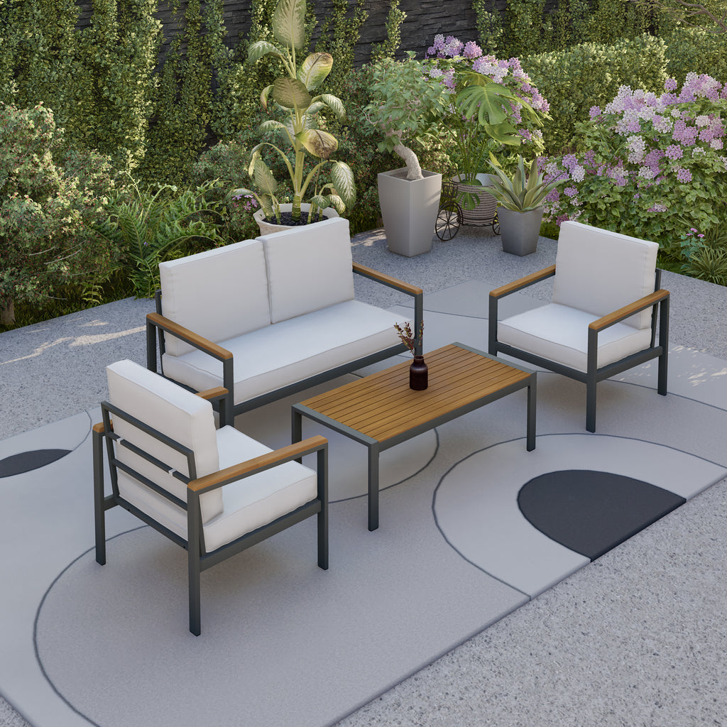 4 RIBE Modern & Furniture Outdoor Dukap Chairs Outdoor Table Set Collection Patio - – Dukap Set w/ Pcs